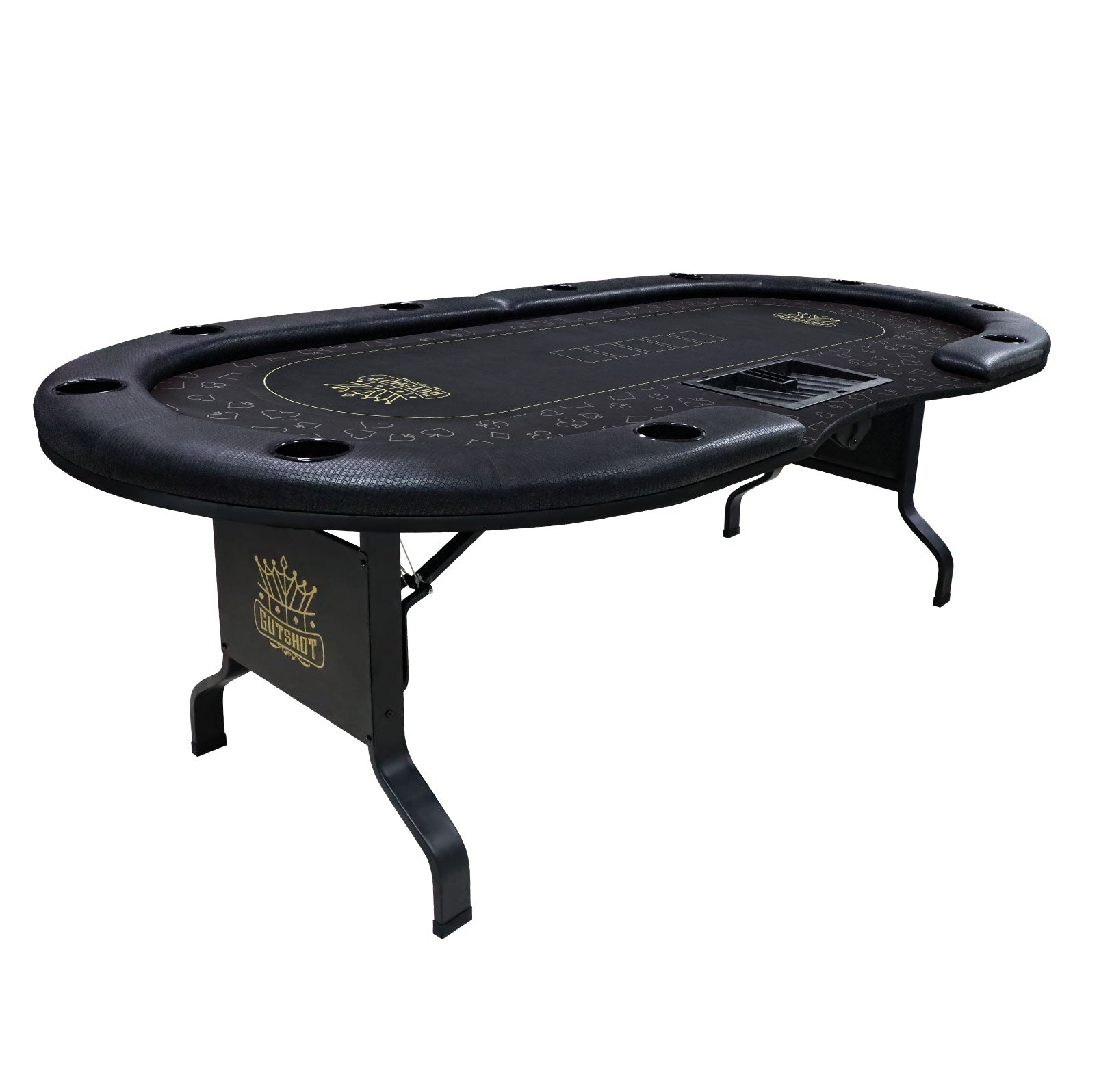 Casino Style 10 Player Folding Poker Table With Dealer Tray