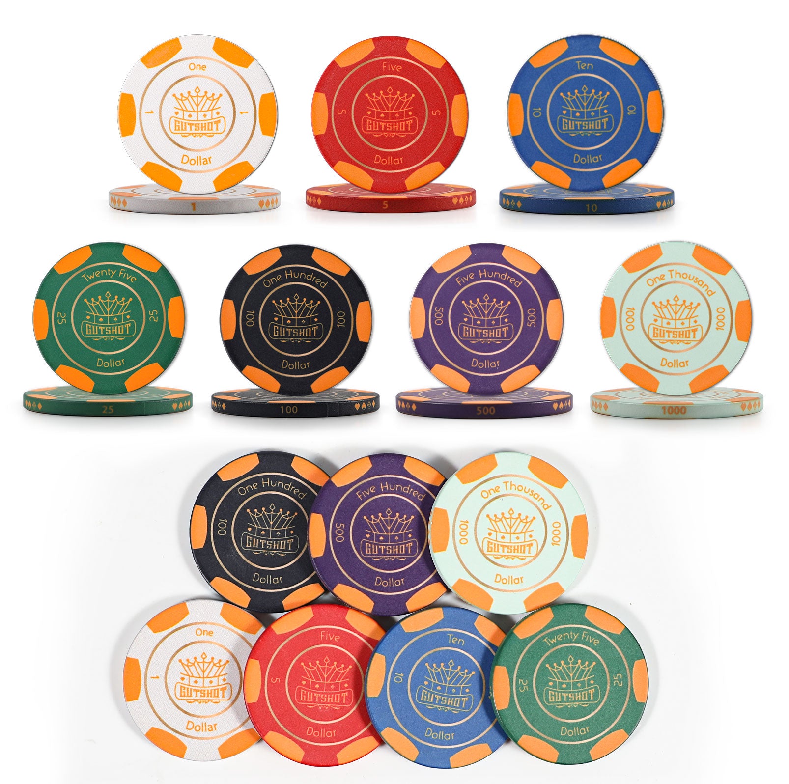 Gutshot Premium Poker Chips Sets (300 Chips & 500 Chips)