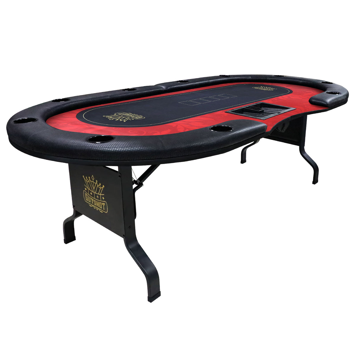 Casino Style Folding Poker Table For 10 Players + Dealer Seat & Tray