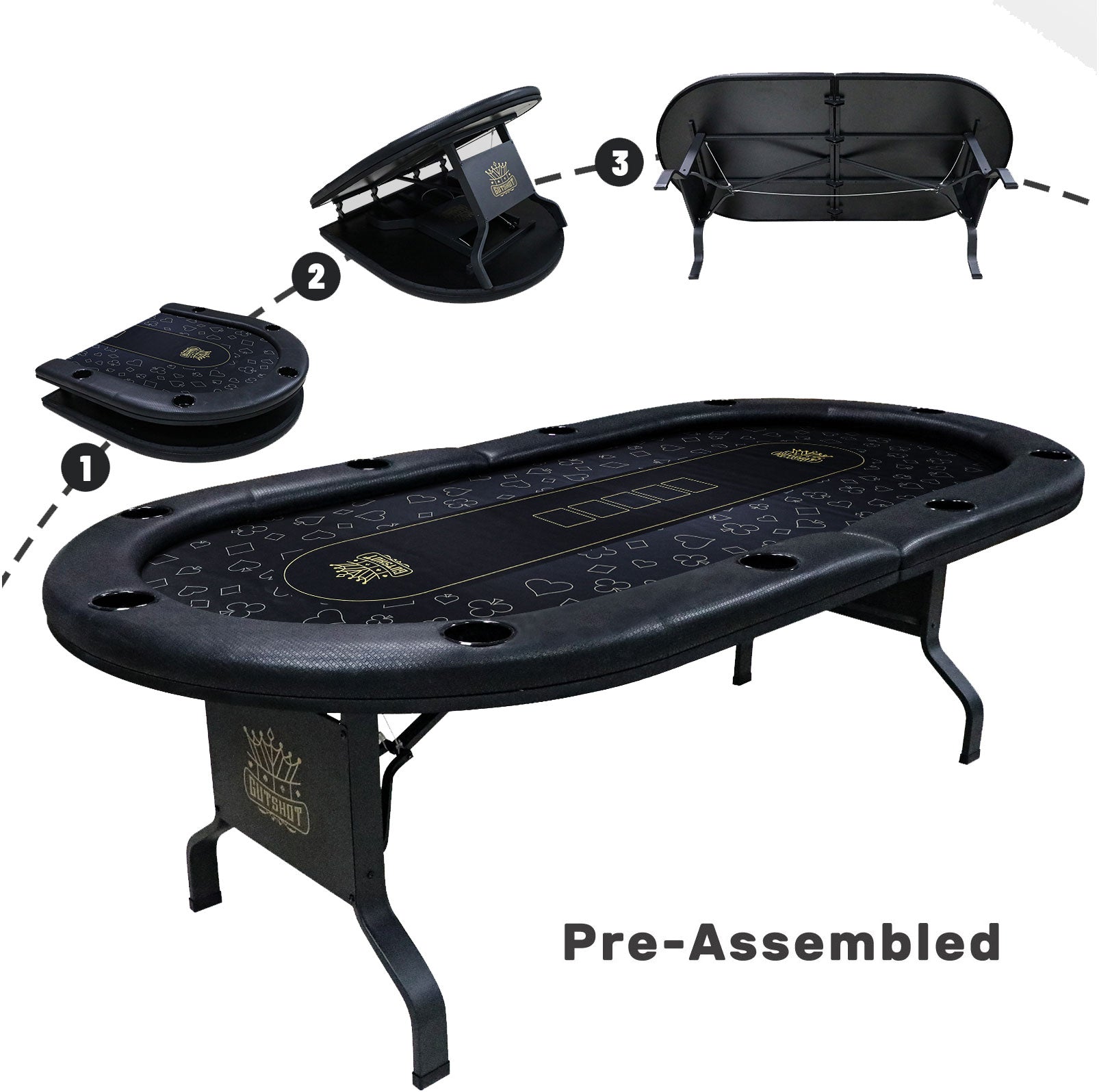 10 Player Folding Poker Table With Foldable Legs