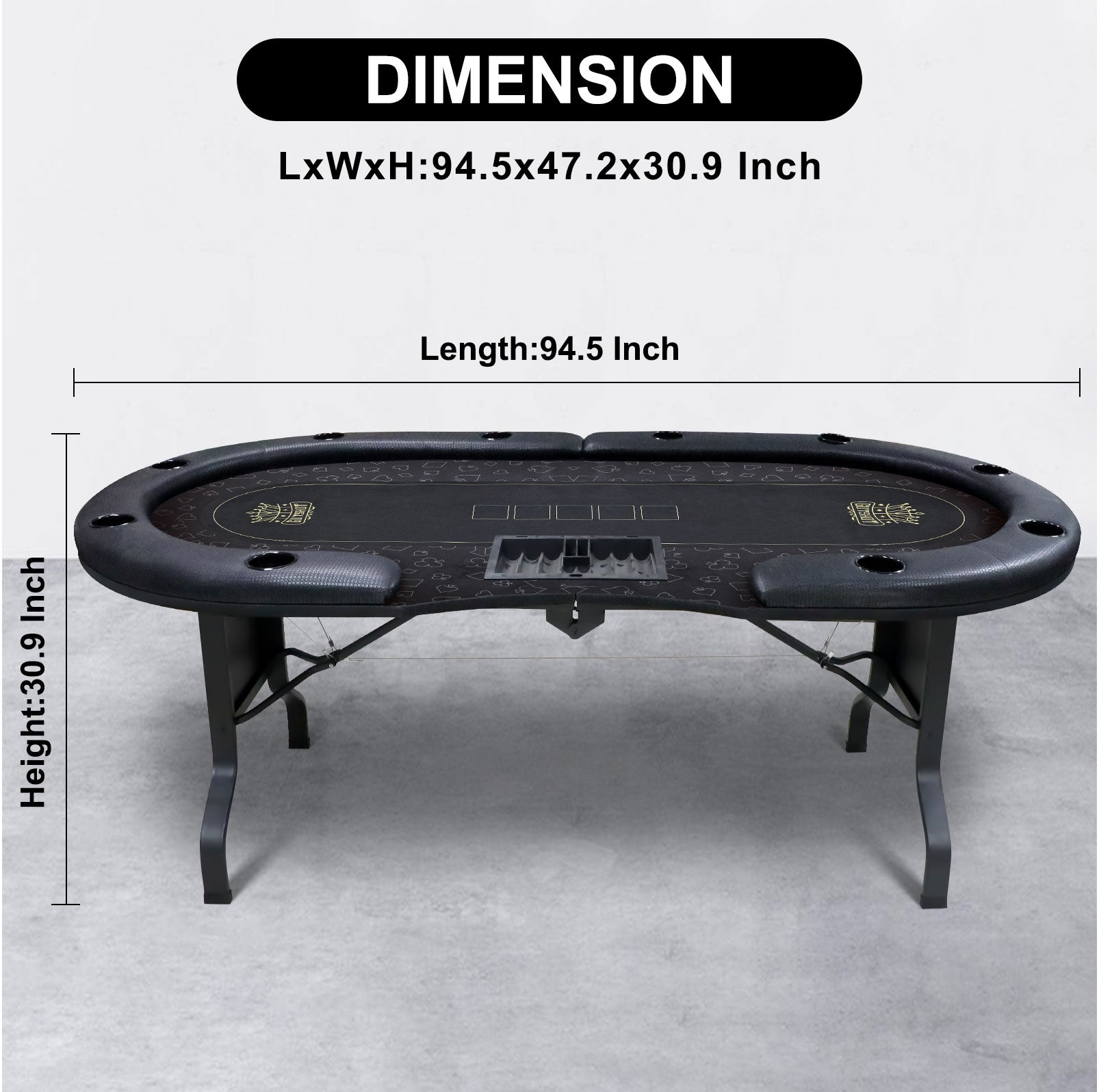 Casino Style 10 Player Folding Poker Table With Dealer Tray