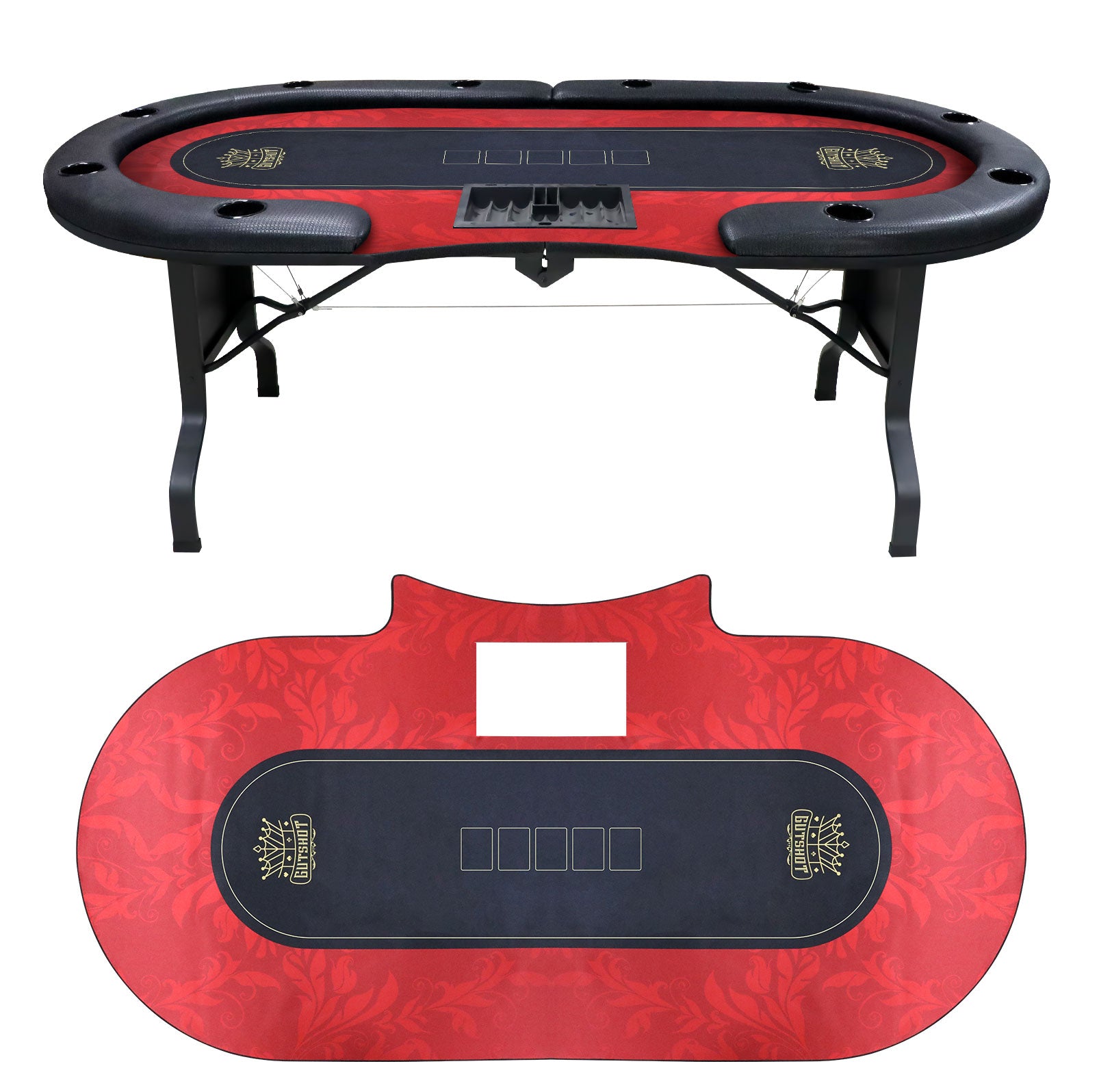 Casino Style 10 Player Folding Poker Table With Dealer Tray
