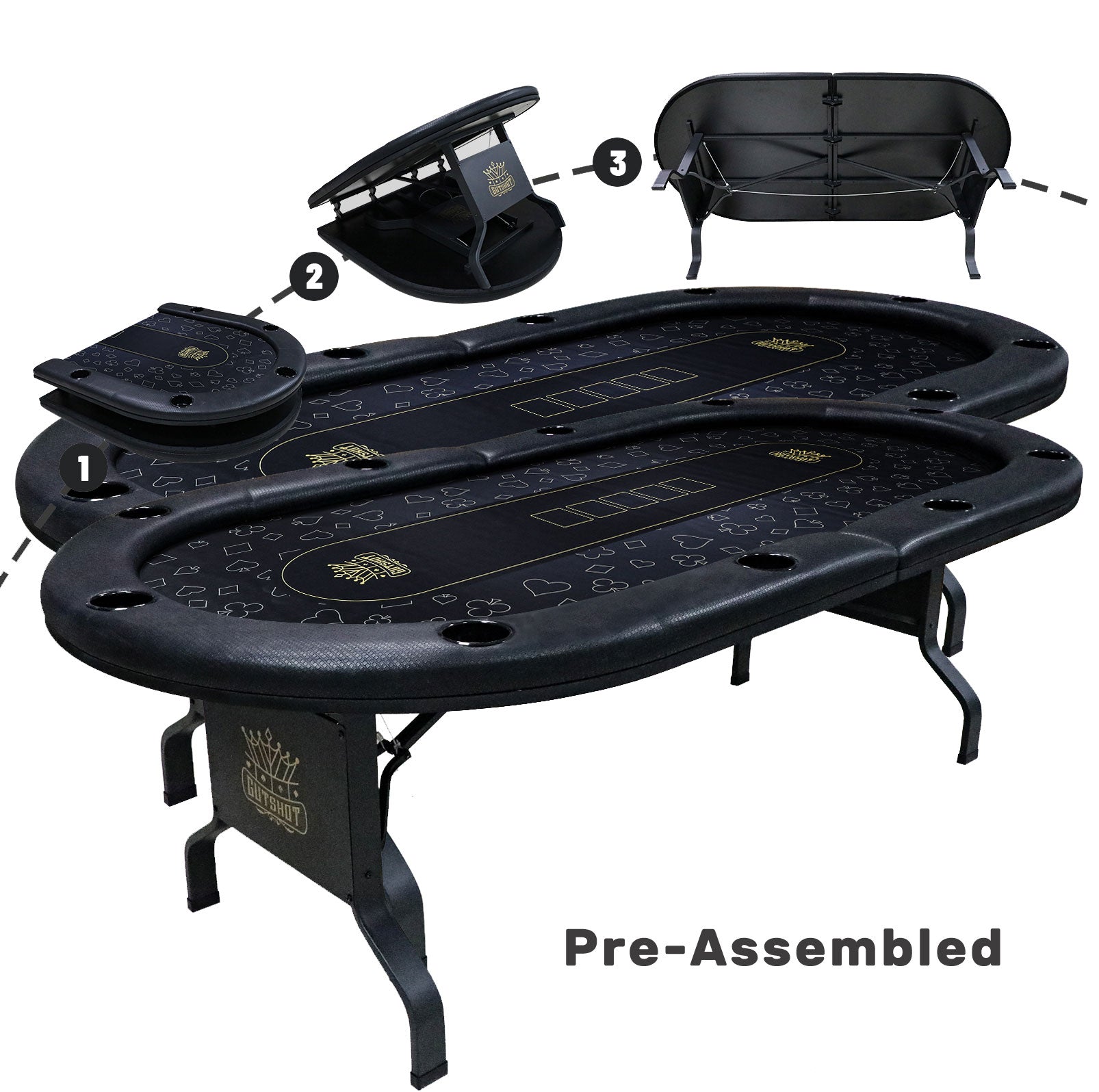 10 Player Folding Poker Table With Foldable Legs