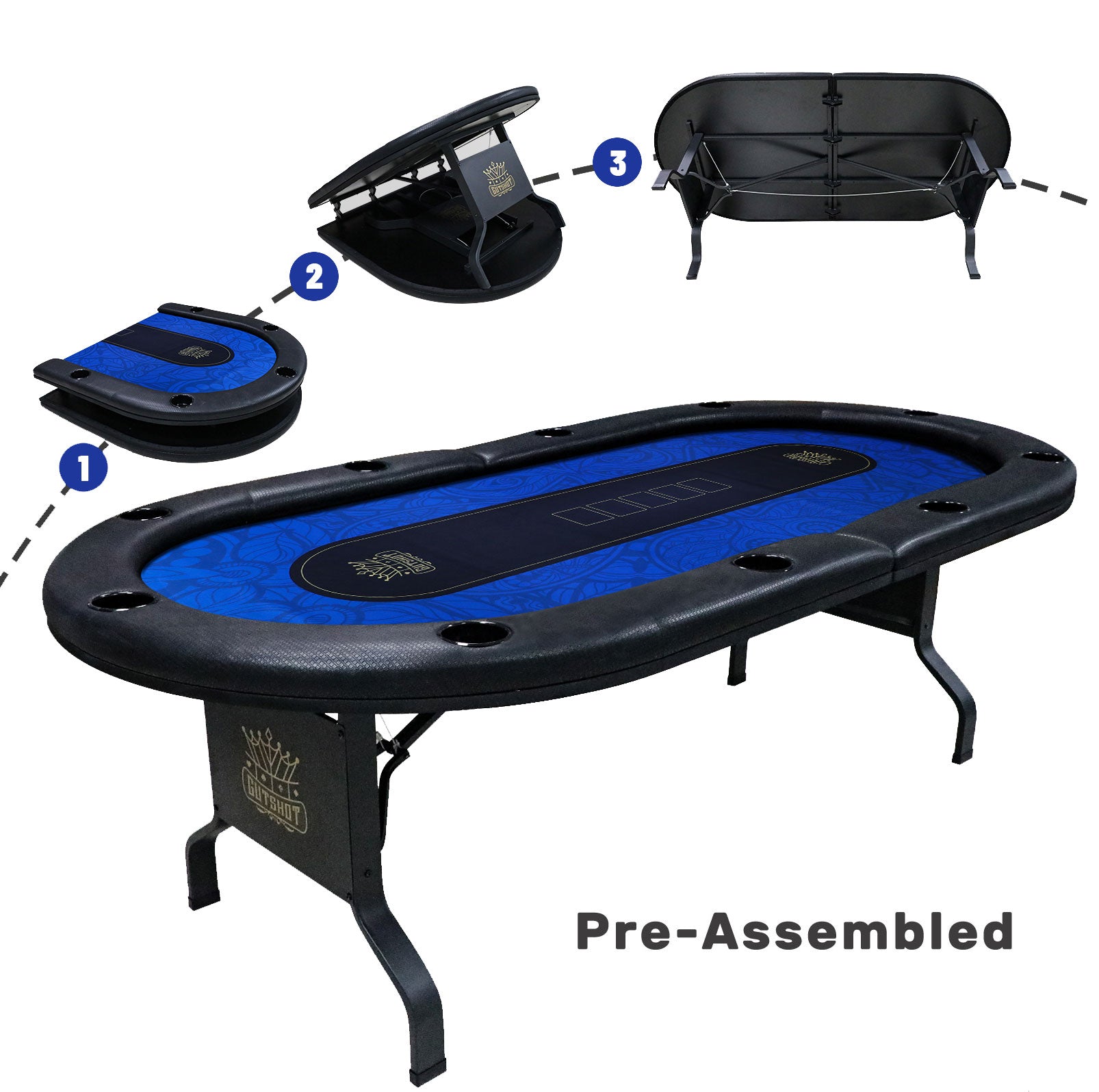 10 Player Folding Poker Table With Foldable Legs