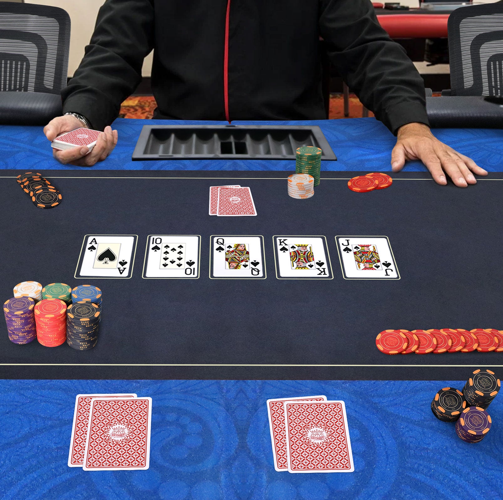 Casino Style 10 Player Folding Poker Table With Dealer Tray