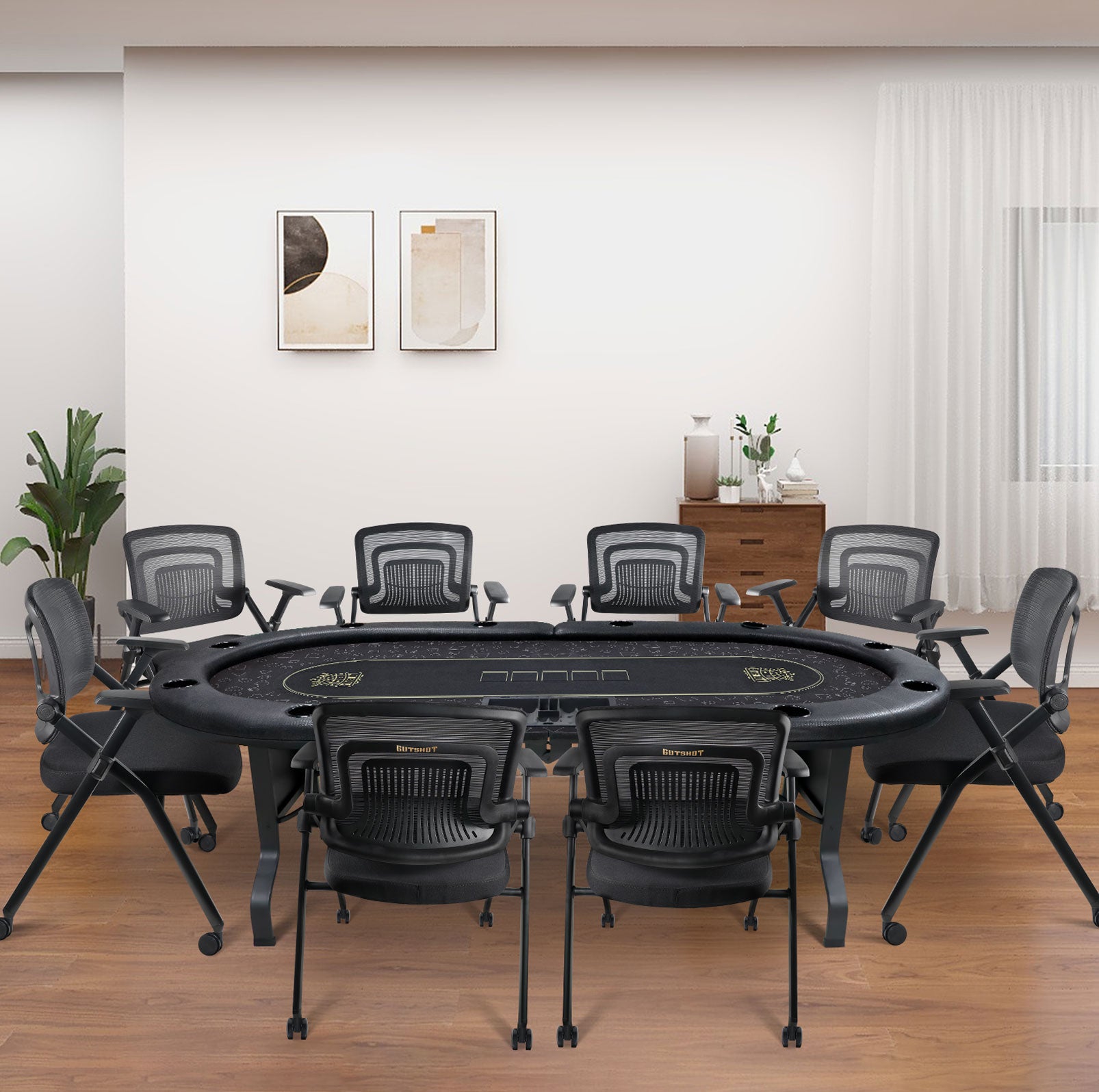 Casino Style 10 Player Folding Poker Table With Dealer Tray