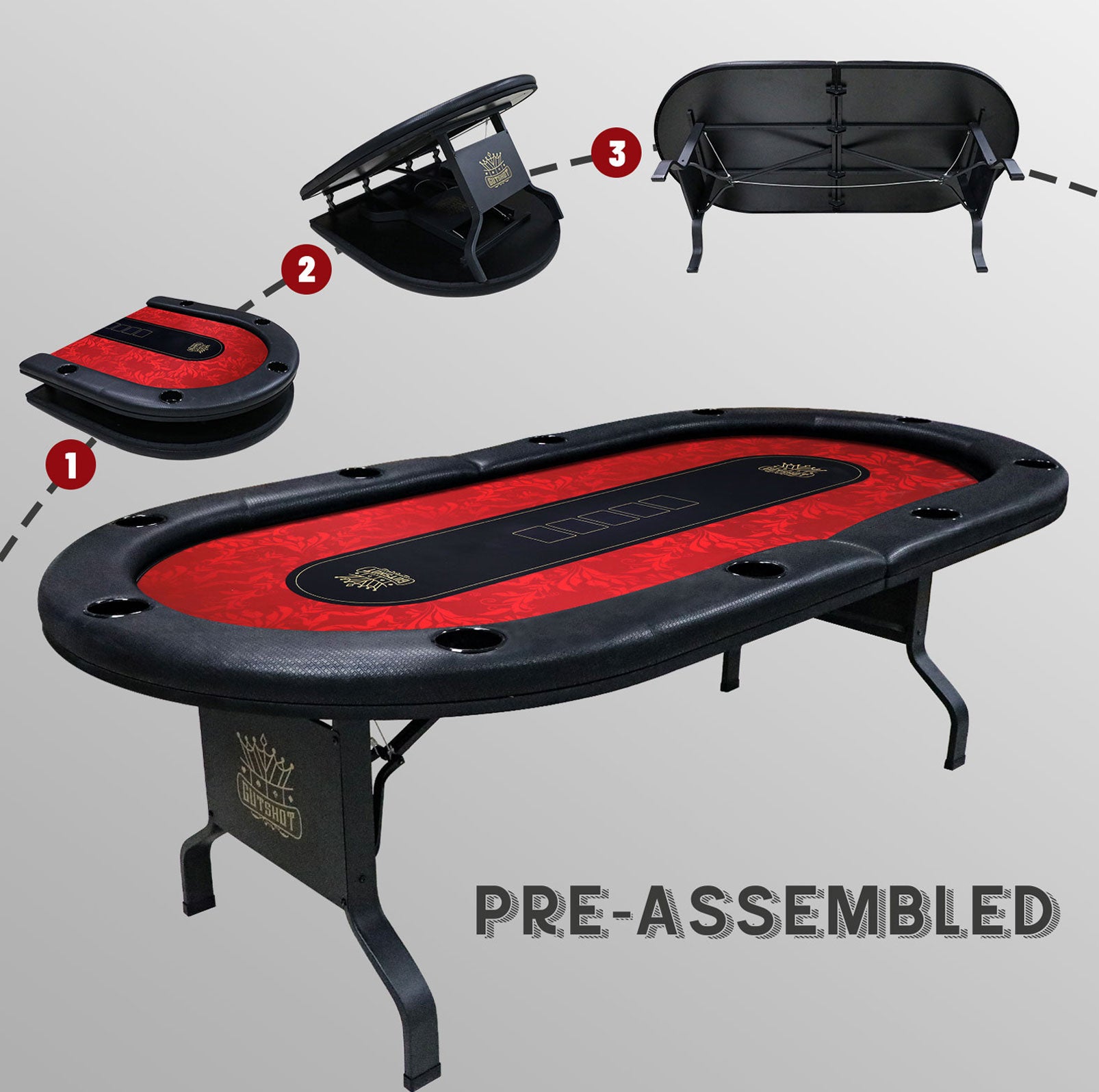 10 Player Folding Poker Table With Foldable Legs
