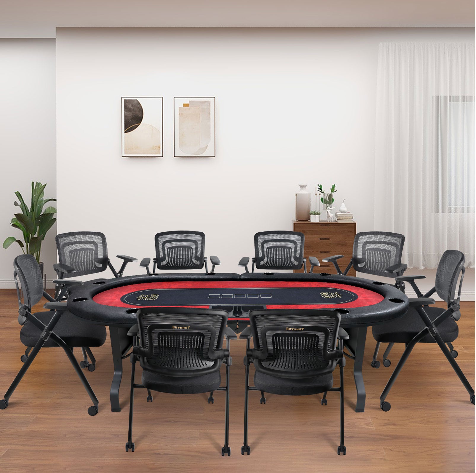 Casino Style 10 Player Folding Poker Table With Dealer Tray