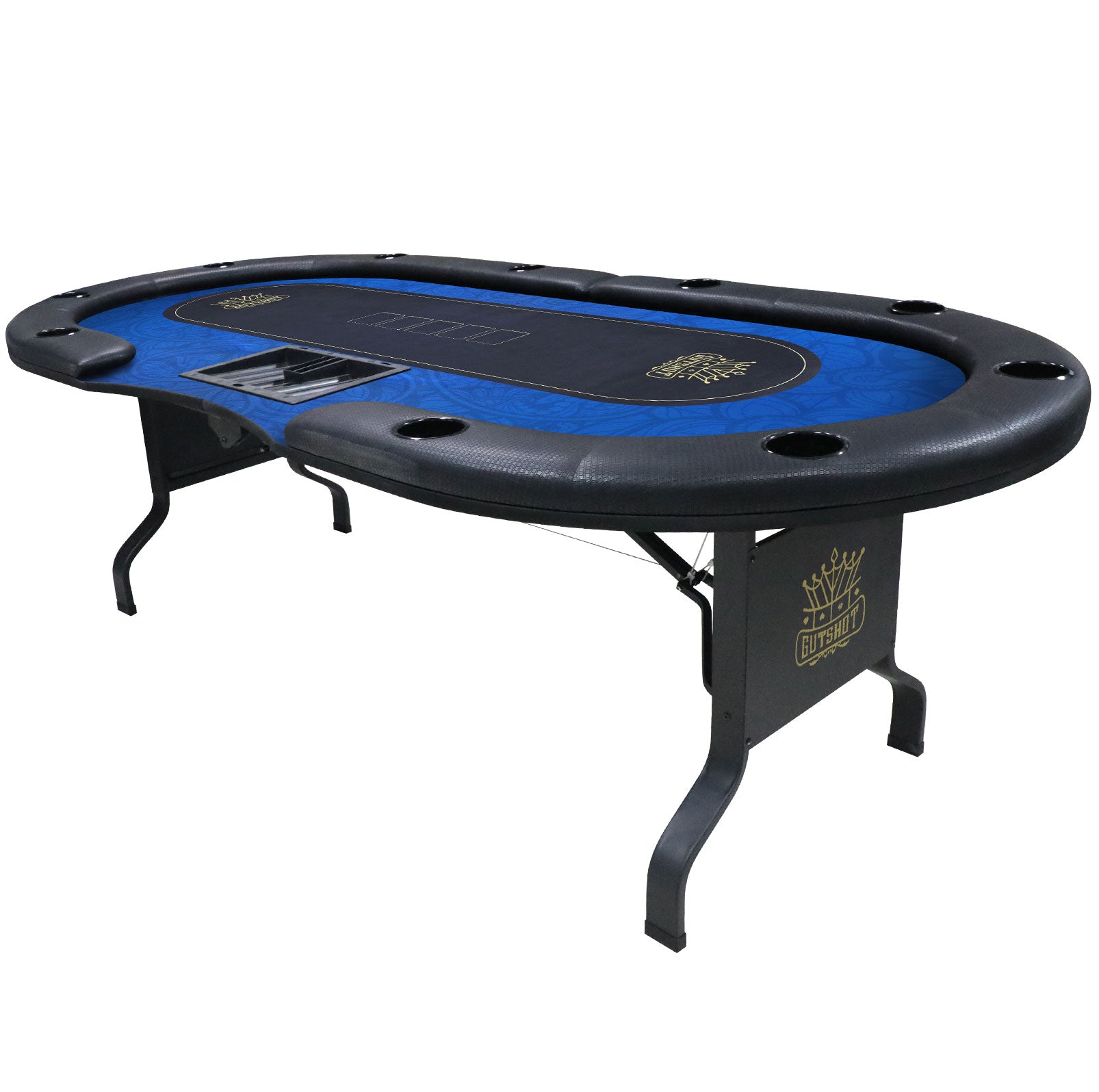 Casino Style 10 Player Folding Poker Table With Dealer Tray