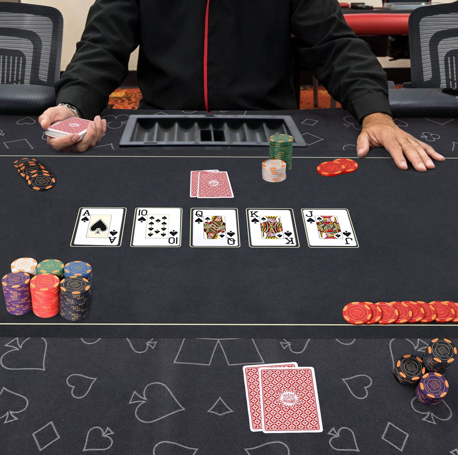 Casino Style 10 Player Folding Poker Table With Dealer Tray
