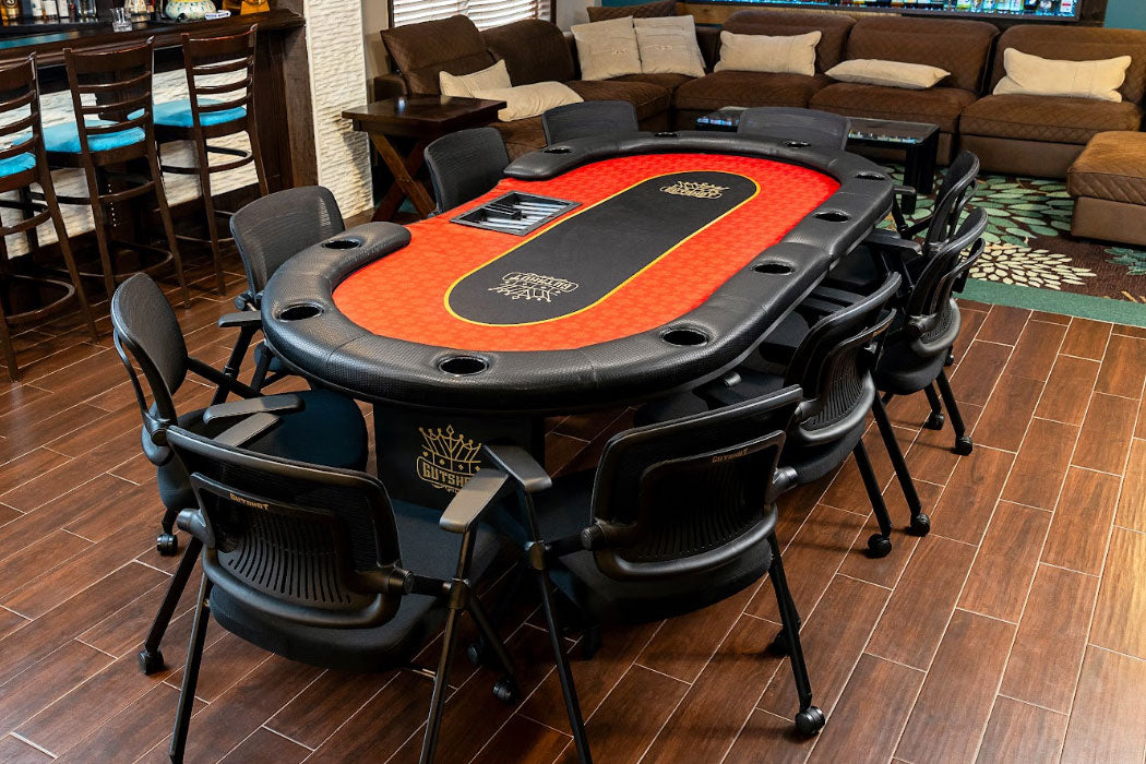 Casino Style Folding 10 Player Poker Table + 10 Folding Poker Chairs + 1 Extra Mat