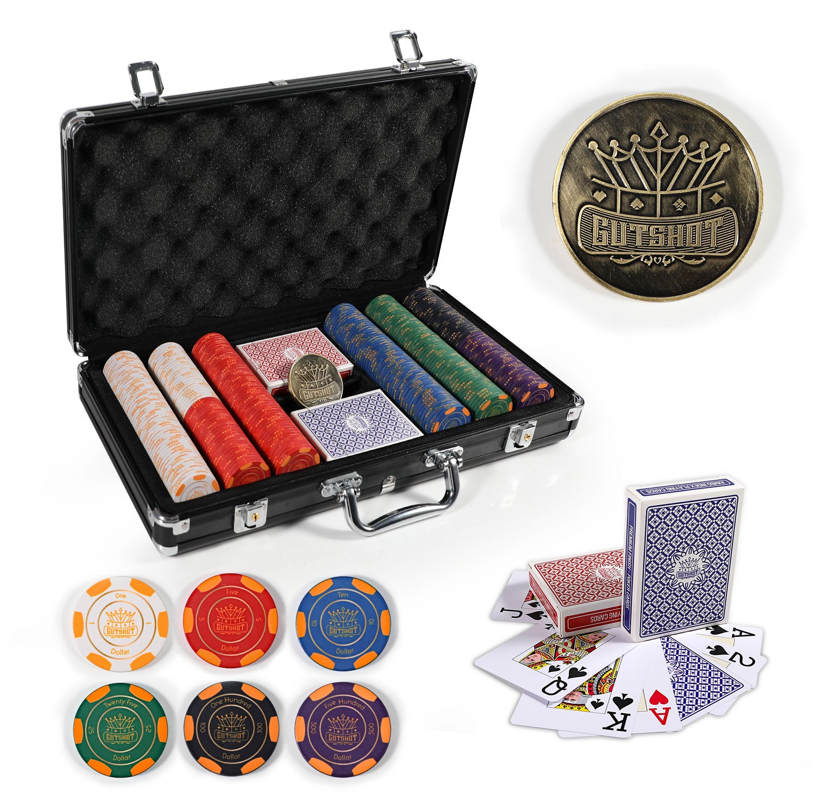 Classic Folding 10 Player Poker Table + 10 Folding Poker Chairs + Chipset